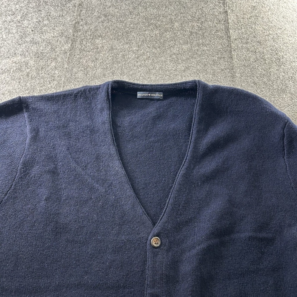 Brandy Melville Sweater Cardigan Wool Blend Navy Blue Button Front One Size - Picture 4 of 7